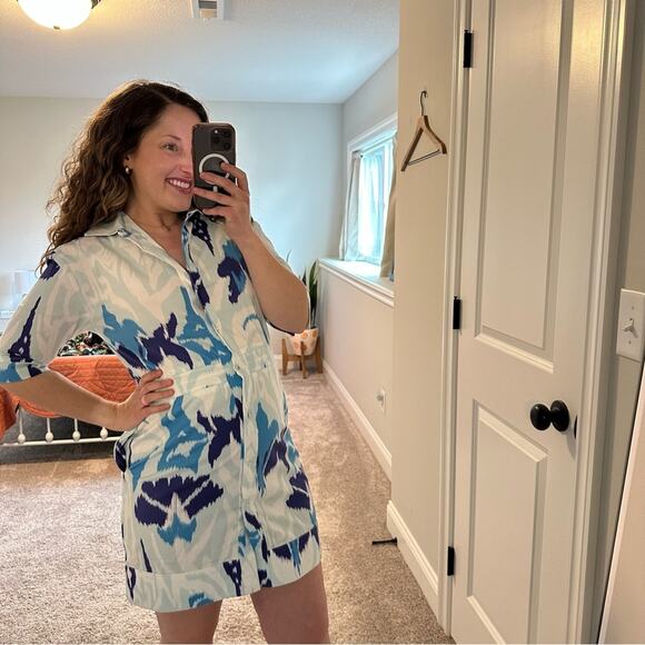 Tuckernuck Sheridan French Blue Ikat Print Mini Dress Small - Picture 3 of 11